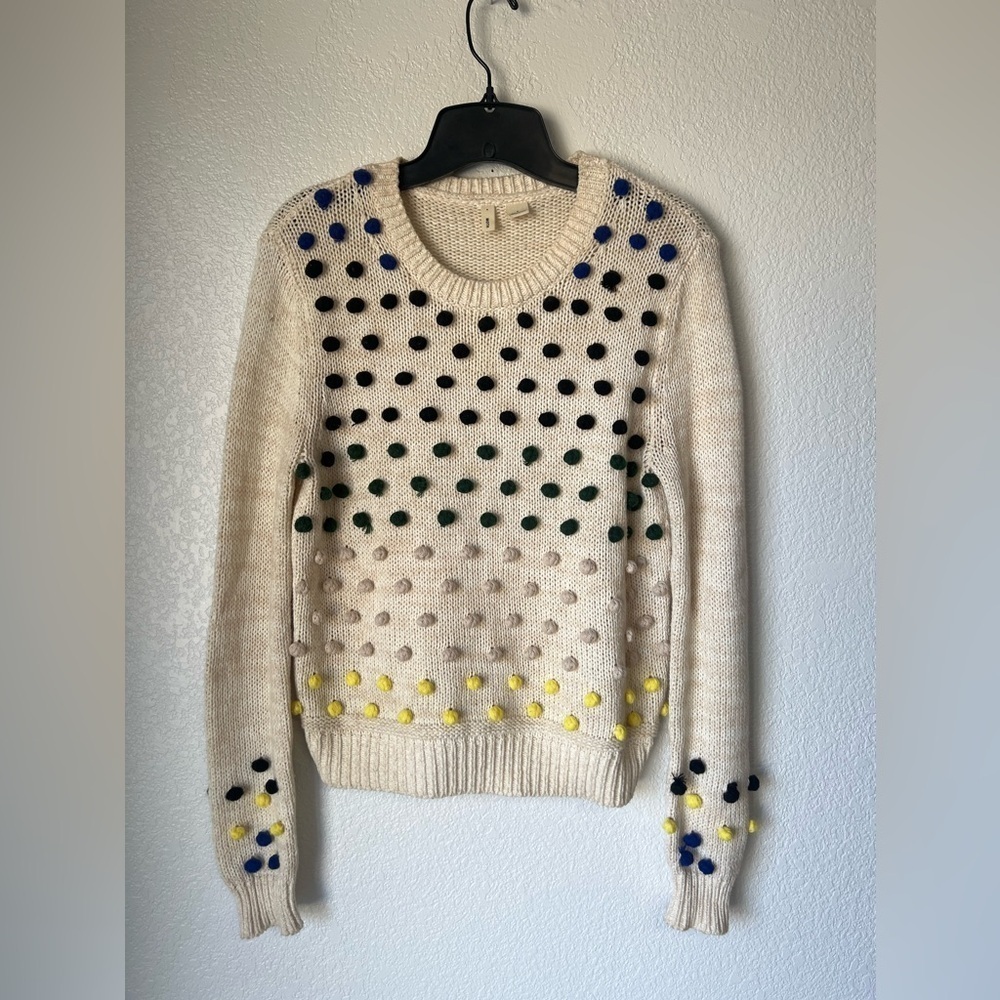 ♠️Moth By Anthropologie Knitted Whimsical Pom Pom Sweater Small